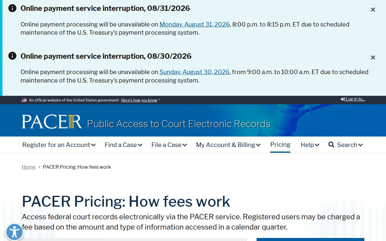 Revere court records federal PACER source