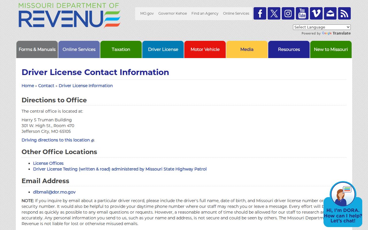 Clark County traffic court Department of Revenue contact resource