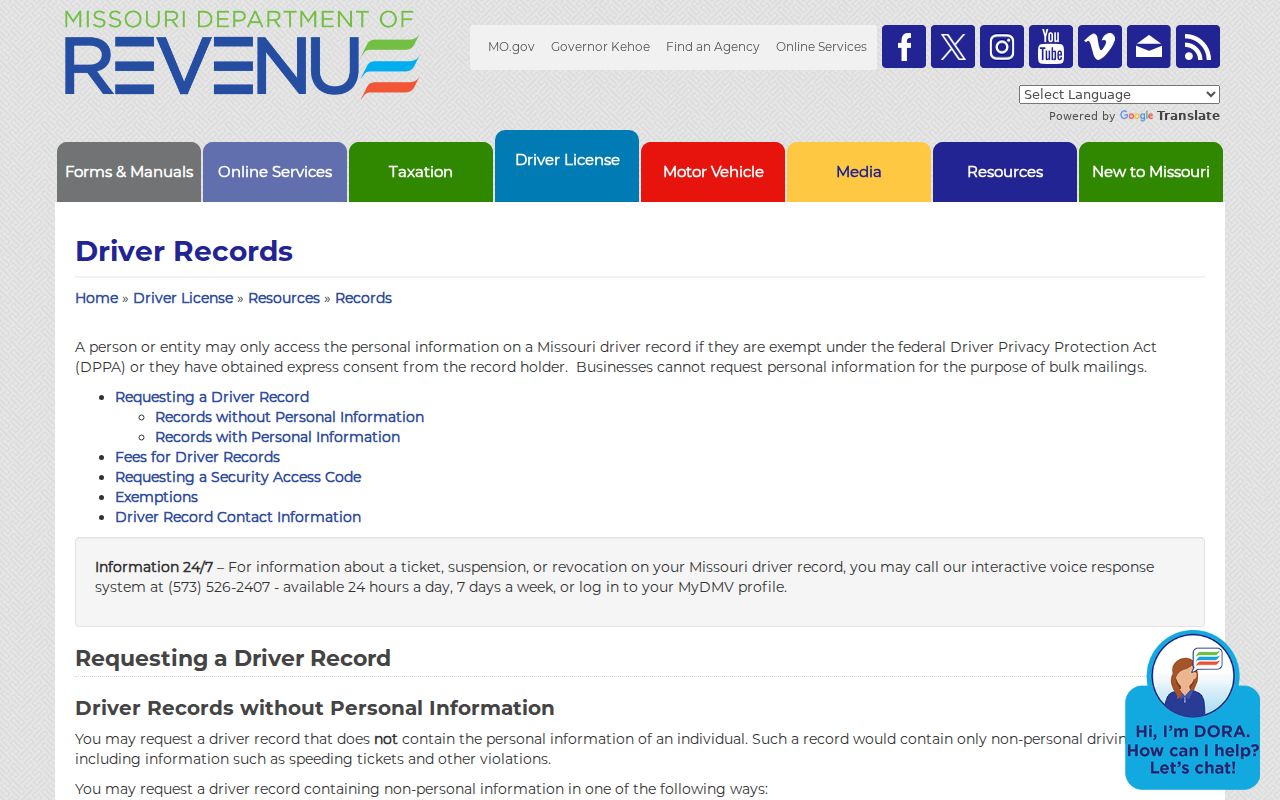 Clark County traffic court and Department of Revenue record distinction