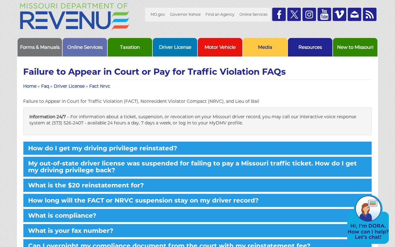 Clark County traffic court FACT and NRVC information